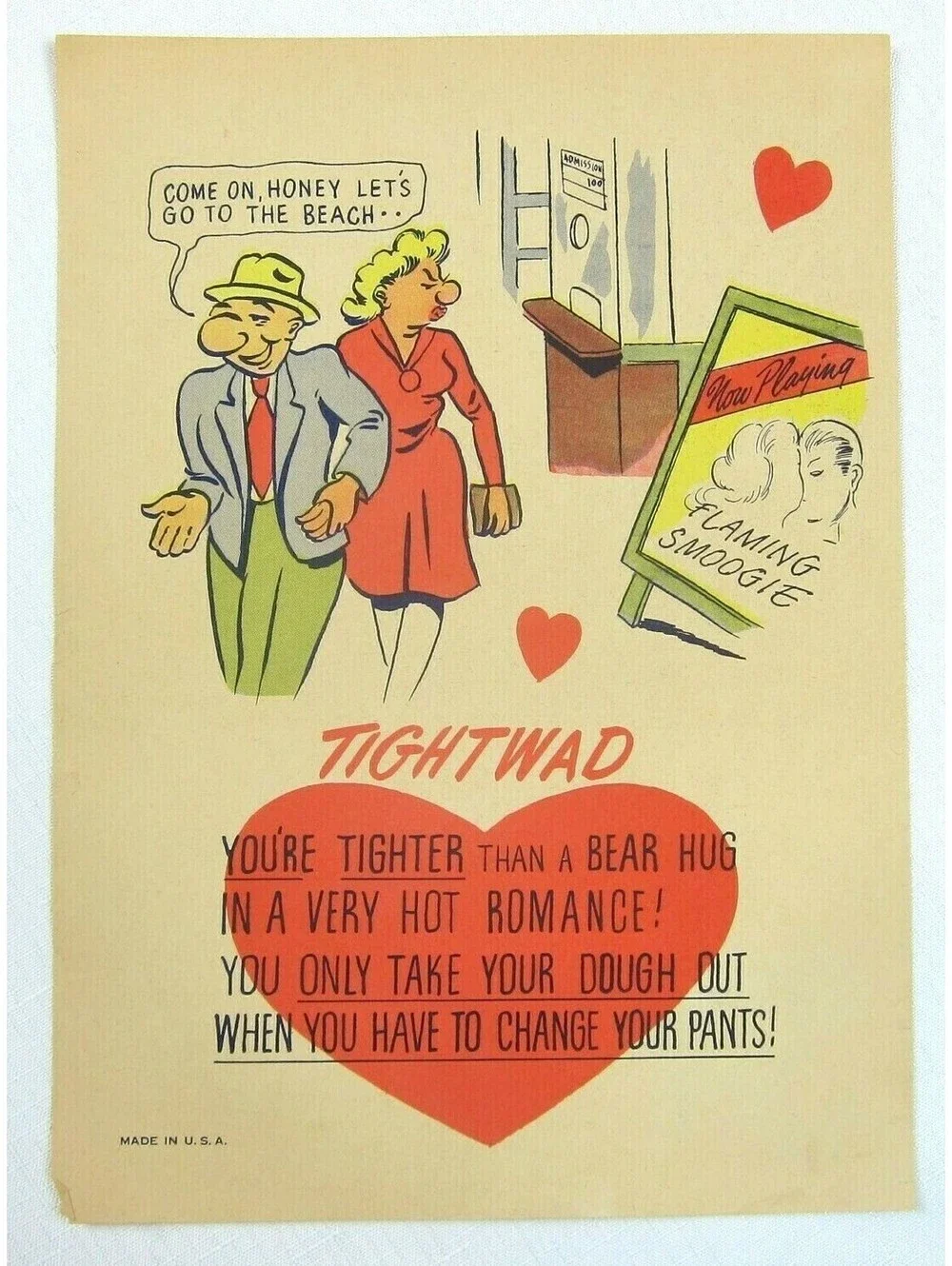 Vintage Vinegar Valentine Tightwad Penny Dreadful Sarcasm Insult Poem Ephemera